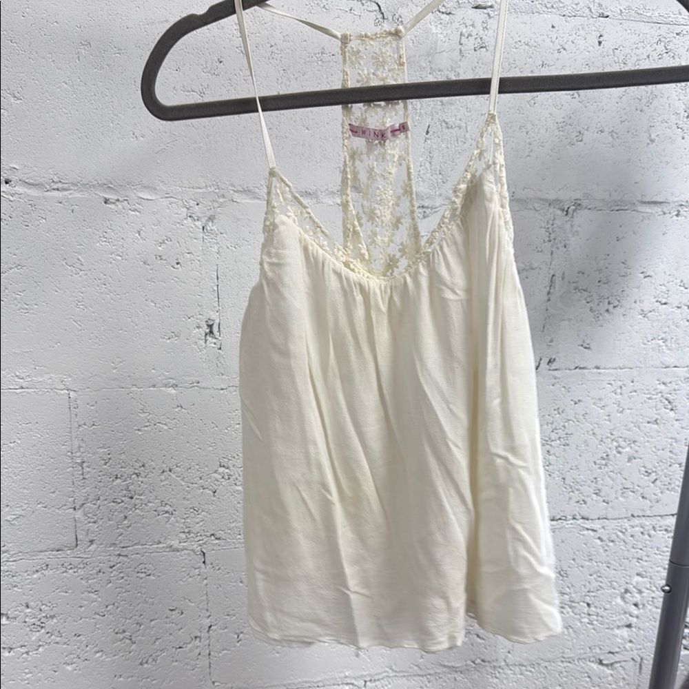 Elegant Cream Lace Trim Cami Top - Wink Size Small - Flower Lace Design Like New